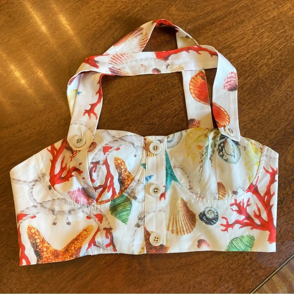 COMMENSE Set Shell Print Crop Top & Skirt - Picture 9 of 11